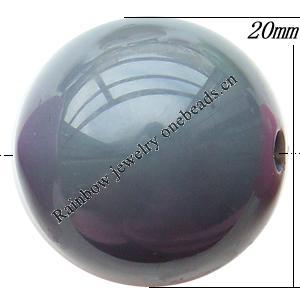 Solid Acrylic Beads, Round, 20mm Hole:2mm, Sold by Bag