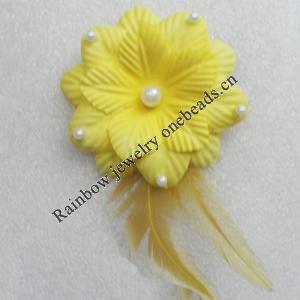 Artificial Flower Heads, Can be used for Hair Clip and Other Decorations, 70mm in Diameter, Sold by PC