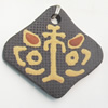 Handmade Pottery Clay Pendant, Diamond, 43x40mm, Sold by PC