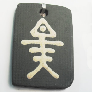 Handmade Pottery Clay Pendant, Rectangle, 29x41mm, Sold by PC