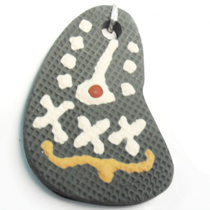 Handmade Pottery Clay Pendant, 30x43mm, Sold by PC