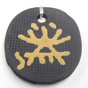 Handmade Pottery Clay Pendant, Flat Round, 33x35mm, Sold by PC