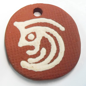 Handmade Pottery Clay Pendant, Flat Round, 32x35mm, Sold by PC