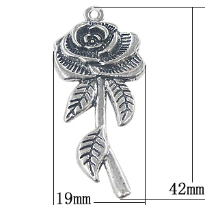 Pendant, Zinc Alloy Jewelry Findings, Flower 19x42mm, Sold by Bag