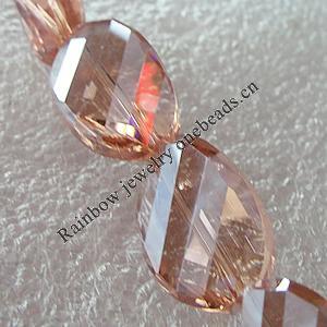 Glass Crystal Beads, Twist Faceted Flat Oval 13x20mm Hole:1mm, Sold by Bag