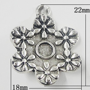Pendant, Zinc Alloy Jewelry Findings, Flower 18x22mm, Sold by Bag