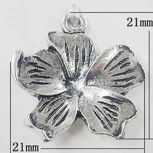 Pendant, Zinc Alloy Jewelry Findings, Flower 21x21mm, Sold by Bag