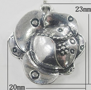 Pendant, Zinc Alloy Jewelry Findings, Flower 20x23mm, Sold by Bag