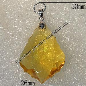 Glass Crystal Pendants Without Pendant Bail, 53x26mm Hole:1mm, Sold by Bag