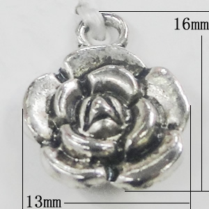 Pendant, Zinc Alloy Jewelry Findings, Flower 13x16mm, Sold by Bag