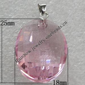 Glass Crystal Pendants Without Pendant Bail, Faceted Flat Oval 25x18mm Hole:1mm, Sold by Bag