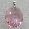 Glass Crystal Pendants Without Pendant Bail, Faceted Flat Oval 25x18mm Hole:1mm, Sold by Bag