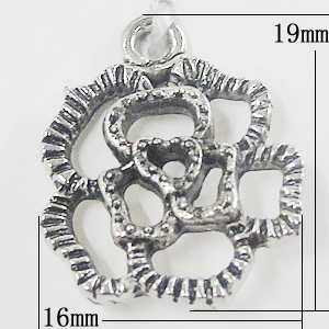 Pendant, Zinc Alloy Jewelry Findings, Flower 16x19mm, Sold by Bag