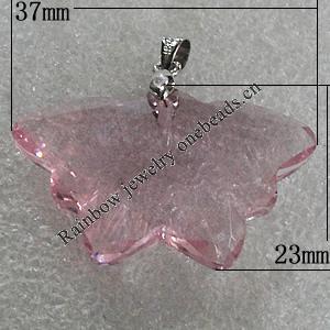 Glass Crystal Pendants Without Pendant Bail, Faceted Butterfly 23x37mm Hole:1mm, Sold by Bag