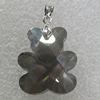 Glass Crystal Pendants Without Pendant Bail, Faceted Bear 34x19mm Hole:1mm, Sold by Bag