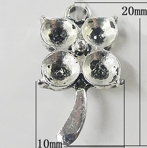 Pendant, Zinc Alloy Jewelry Findings, Flower 10x20mm, Sold by Bag