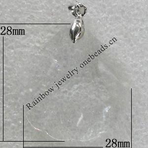Glass Crystal Pendants Without Pendant Bail, Sector 28x28mm Hole:1mm, Sold by Bag
