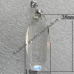 Glass Crystal Pendants Without Pendant Bail, Faceted Oval 38x14mm Hole:1mm, Sold by Bag