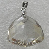 Glass Crystal Pendants Without Pendant Bail, Faceted Triangle 18x18mm Hole:1mm, Sold by Bag