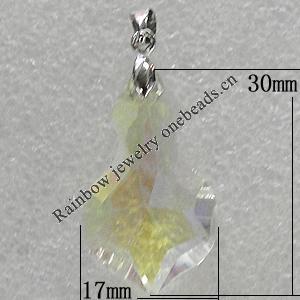 Glass Crystal Pendants Without Pendant Bail, Faceted Calabash 30x17mm Hole:1mm, Sold by Bag