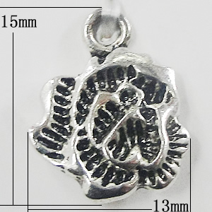 Pendant, Zinc Alloy Jewelry Findings, Flower 13x15mm, Sold by Bag