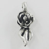 Pendant, Zinc Alloy Jewelry Findings, Flower 7x17mm, Sold by Bag