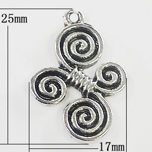 Pendant, Zinc Alloy Jewelry Findings, 17x25mm, Sold by Bag