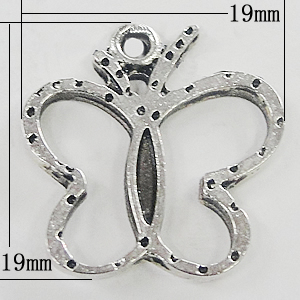 Pendant, Zinc Alloy Jewelry Findings, Butterfly 19x19mm, Sold by Bag