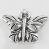 Pendant, Zinc Alloy Jewelry Findings, Butterfly 15x12mm, Sold by Bag
