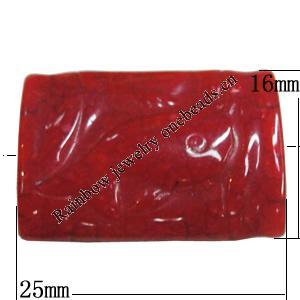 Imitate Gemstone Acrylic Beads, Rectangle 25x16mm Hole:2mm, Sold by Bag