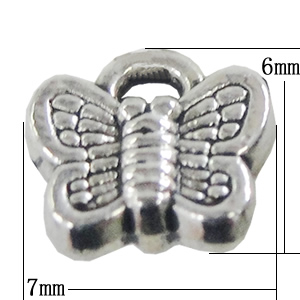 Pendant, Zinc Alloy Jewelry Findings, Butterfly 7x6mm, Sold by Bag