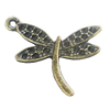 Pendant, Zinc Alloy Jewelry Findings, Dragonfly 27x25mm, Sold by Bag