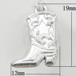 Pendant, Zinc Alloy Jewelry Findings, Boot 13x19mm, Sold by Bag