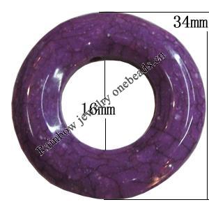Imitate Gemstone Acrylic Beads, Donut O:34mm,I:16mm, Sold by Bag