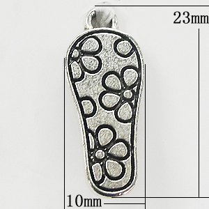 Pendant, Zinc Alloy Jewelry Findings, Shoes 10x23mm, Sold by Bag