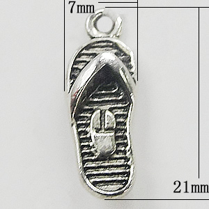 Pendant, Zinc Alloy Jewelry Findings, Shoes 7x21mm, Sold by Bag
