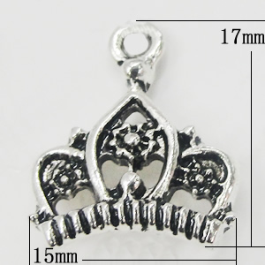 Pendant, Zinc Alloy Jewelry Findings, Crown 15x17mm, Sold by Bag