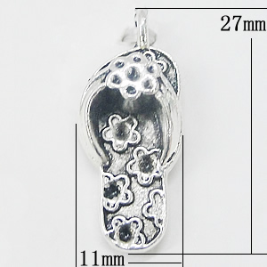 Pendant, Zinc Alloy Jewelry Findings, Shoes 11x27mm, Sold by Bag