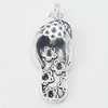 Pendant, Zinc Alloy Jewelry Findings, Shoes 11x27mm, Sold by Bag