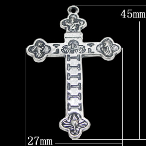 Pendant, Zinc Alloy Jewelry Findings, Cross 27x45mm, Sold by Bag