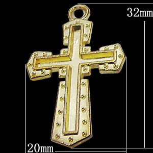 Pendant, Zinc Alloy Jewelry Findings, Cross 20x32mm, Sold by Bag