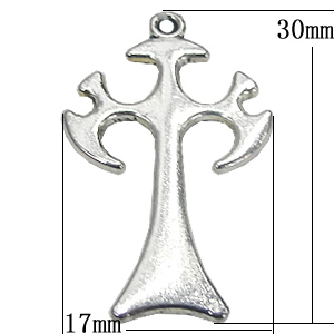 Pendant, Zinc Alloy Jewelry Findings, Cross 17x30mm, Sold by Bag