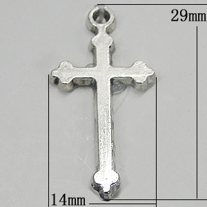 Pendant, Zinc Alloy Jewelry Findings, Cross 14x29mm, Sold by Bag
