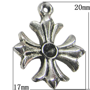 Pendant, Zinc Alloy Jewelry Findings, Cross 17x20mm, Sold by Bag