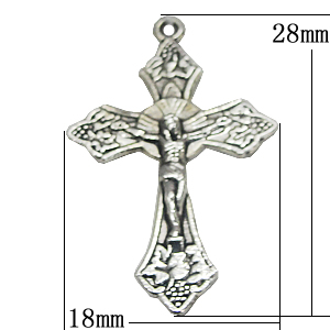 Pendant, Zinc Alloy Jewelry Findings, Cross 18x28mm, Sold by Bag