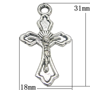 Pendant, Zinc Alloy Jewelry Findings, Cross 18x31mm, Sold by Bag