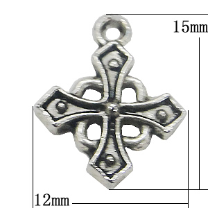Pendant, Zinc Alloy Jewelry Findings, Cross 12x15mm, Sold by Bag