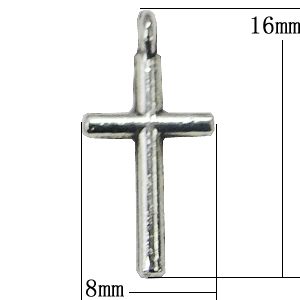 Pendant, Zinc Alloy Jewelry Findings, Cross 8x16mm, Sold by Bag