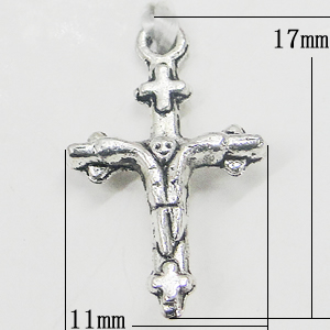 Pendant, Zinc Alloy Jewelry Findings, Cross 11x17mm, Sold by Bag