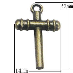 Pendant, Zinc Alloy Jewelry Findings, Cross 14x22mm, Sold by Bag